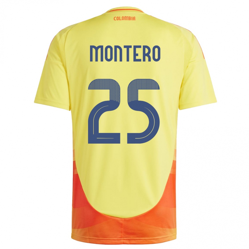 Kinder Fußball Kolumbien Álvaro Montero #25 Gelb Heimtrikot Trikot 24-26 T-Shirt Luxemburg