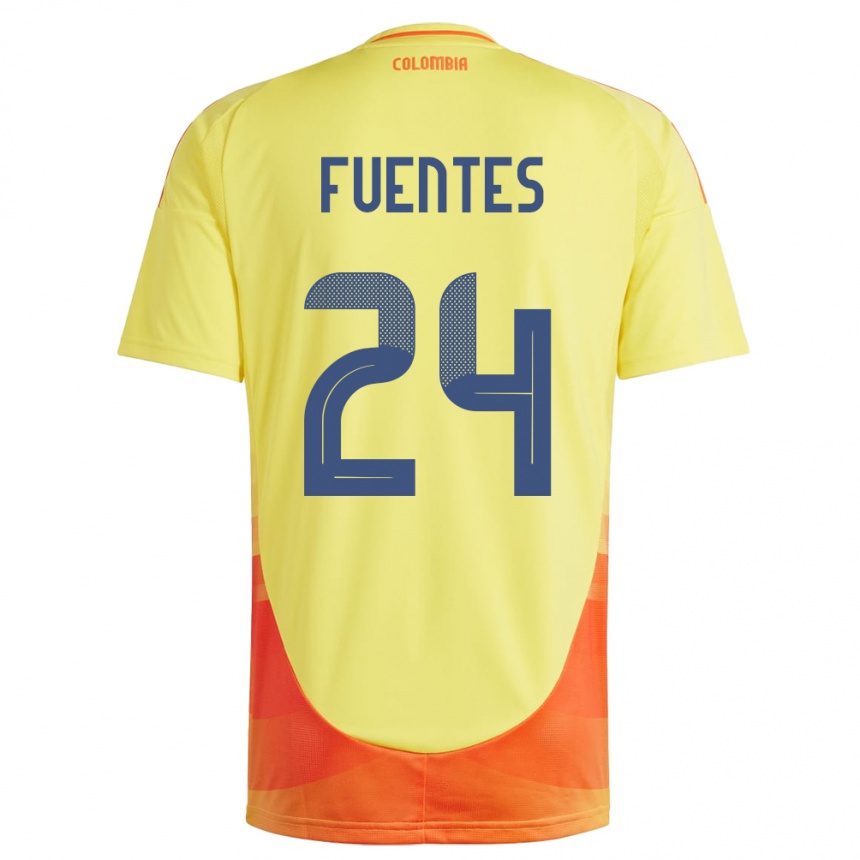 Kinder Fußball Kolumbien Gabriel Fuentes #24 Gelb Heimtrikot Trikot 24-26 T-Shirt Luxemburg