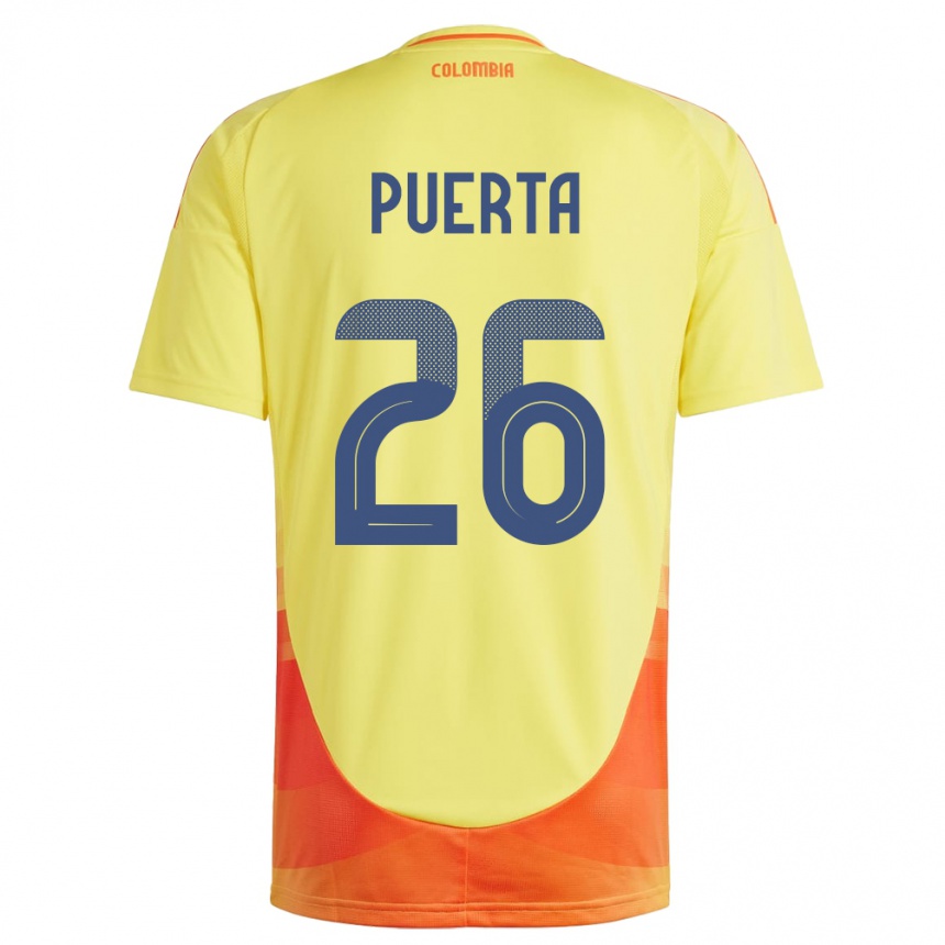 Kinder Fußball Kolumbien Gustavo Puerta #26 Gelb Heimtrikot Trikot 24-26 T-Shirt Luxemburg