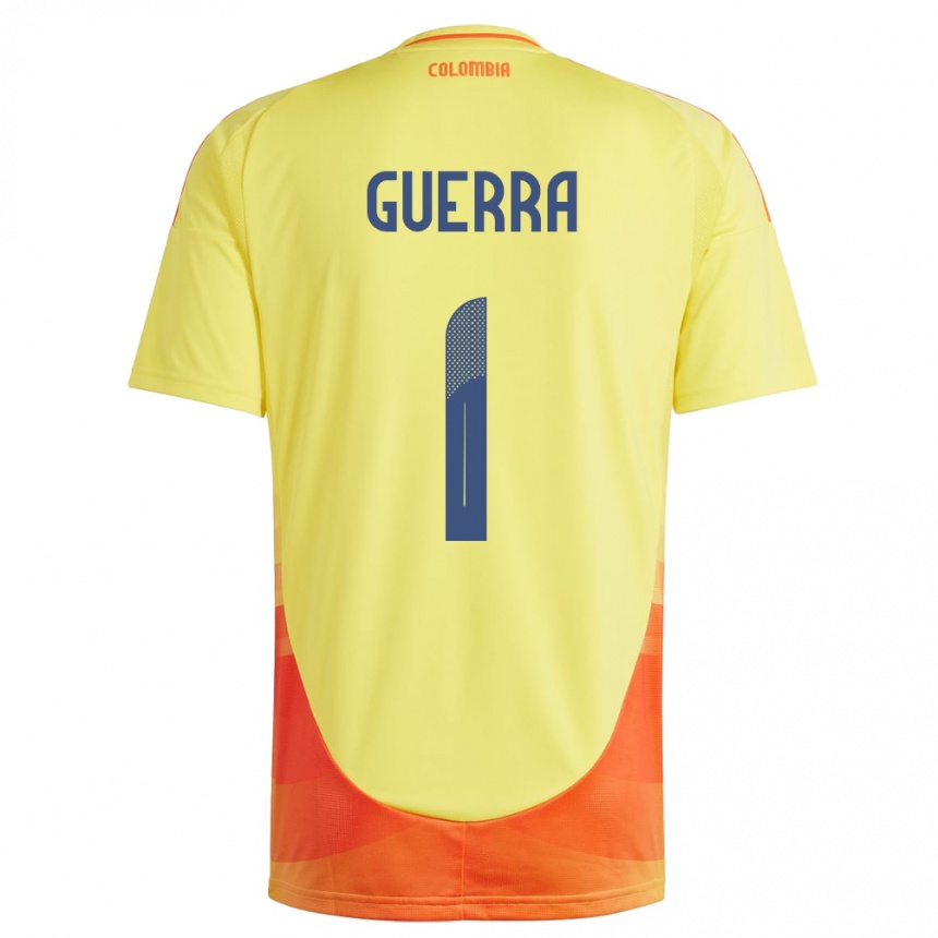 Kinder Fußball Kolumbien Sebastián Guerra #1 Gelb Heimtrikot Trikot 24-26 T-Shirt Luxemburg