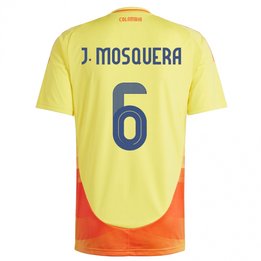 Kinder Fußball Kolumbien Juan Mosquera #6 Gelb Heimtrikot Trikot 24-26 T-Shirt Luxemburg