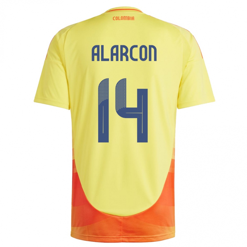 Kinder Fußball Kolumbien Andrés Alarcón #14 Gelb Heimtrikot Trikot 24-26 T-Shirt Luxemburg