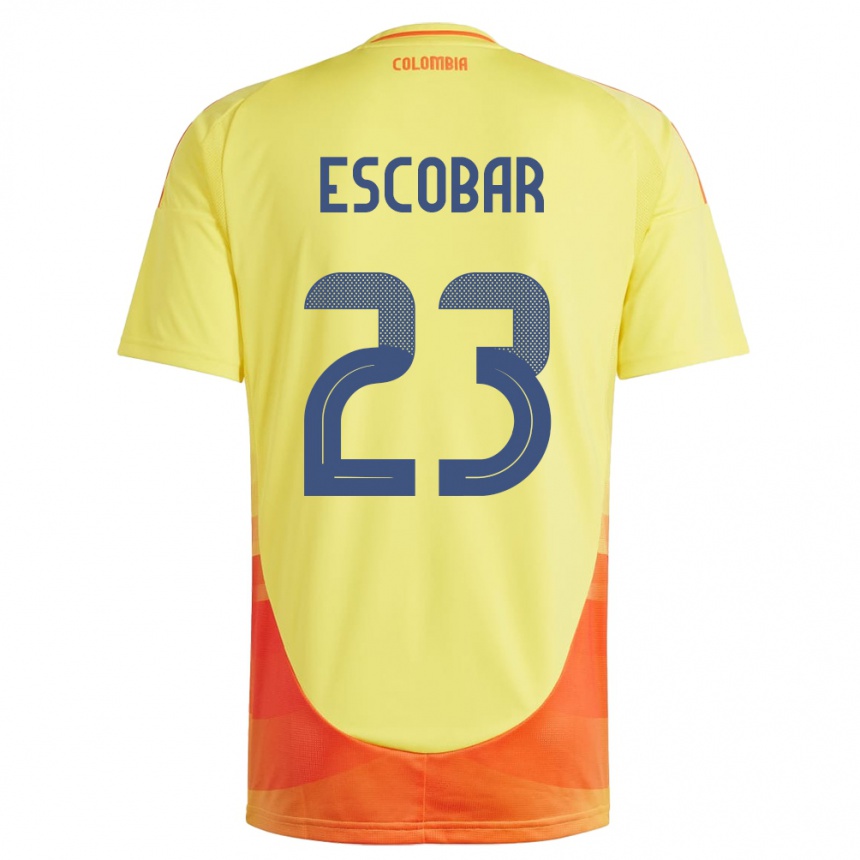 Kinder Fußball Kolumbien Josen Escobar #23 Gelb Heimtrikot Trikot 24-26 T-Shirt Luxemburg