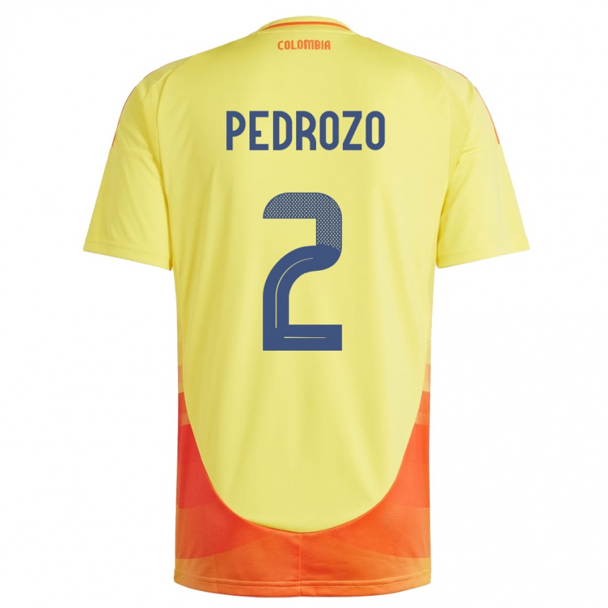 Kinder Fußball Kolumbien Daniel Pedrozo #2 Gelb Heimtrikot Trikot 24-26 T-Shirt Luxemburg