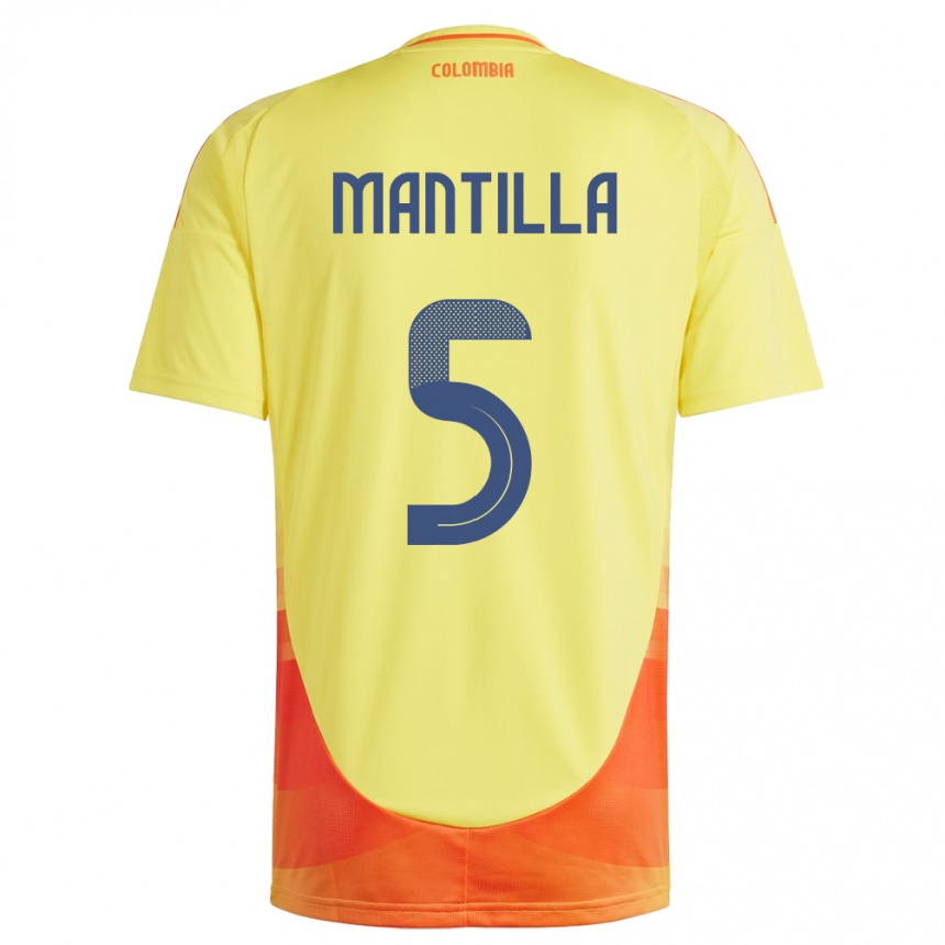 Kinder Fußball Kolumbien Kevin Mantilla #5 Gelb Heimtrikot Trikot 24-26 T-Shirt Luxemburg