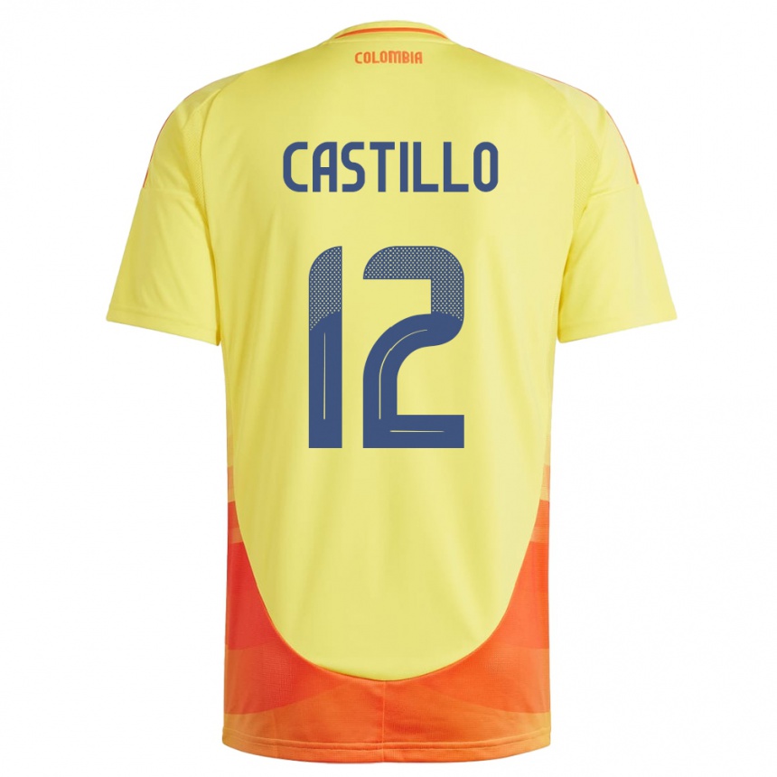 Kinder Fußball Kolumbien Juan Castillo #12 Gelb Heimtrikot Trikot 24-26 T-Shirt Luxemburg