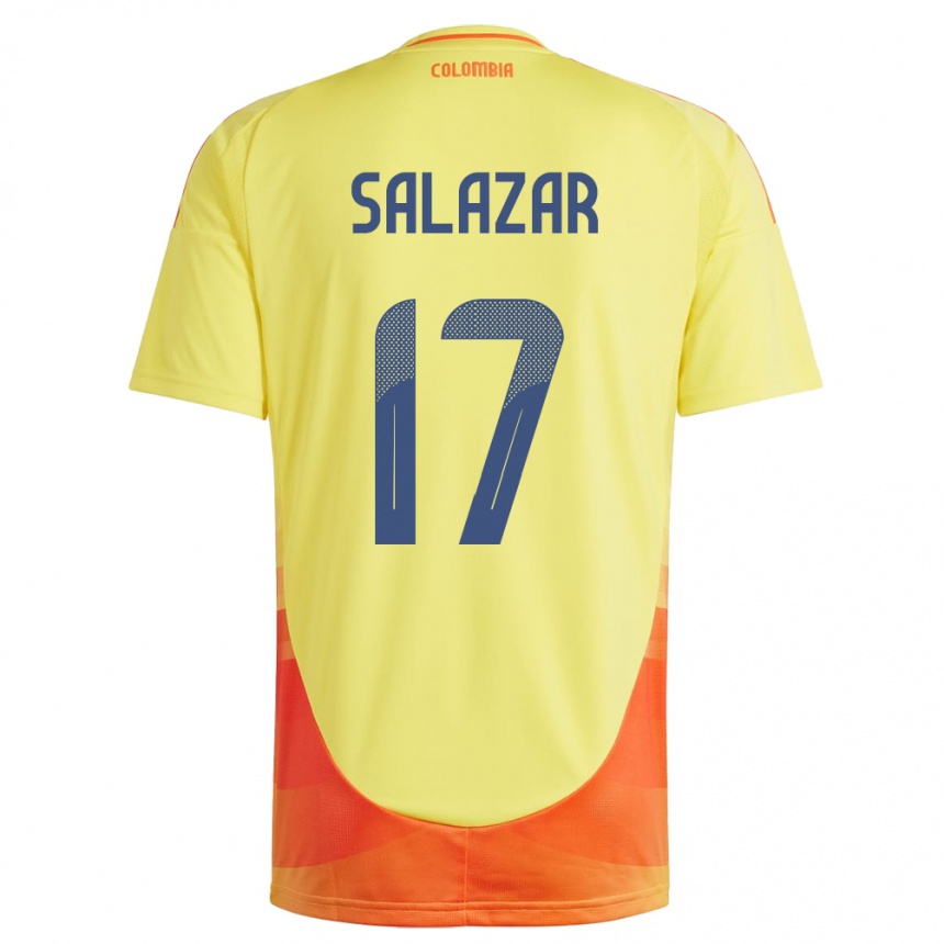 Kinder Fußball Kolumbien Andrés Salazar #17 Gelb Heimtrikot Trikot 24-26 T-Shirt Luxemburg