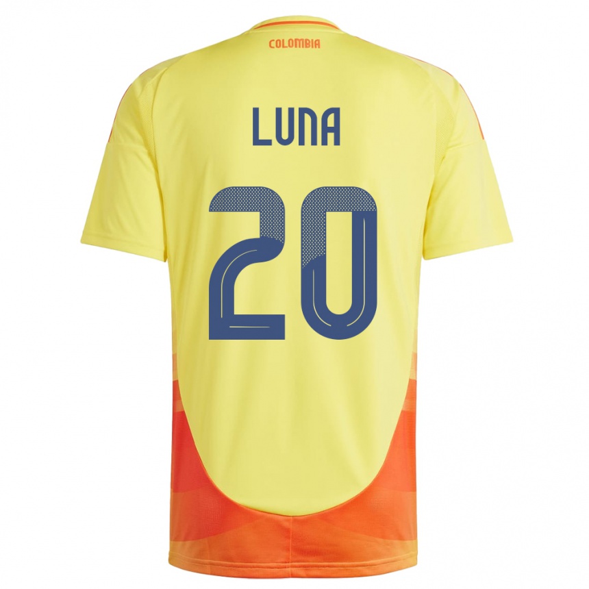 Kinder Fußball Kolumbien Daniel Luna #20 Gelb Heimtrikot Trikot 24-26 T-Shirt Luxemburg