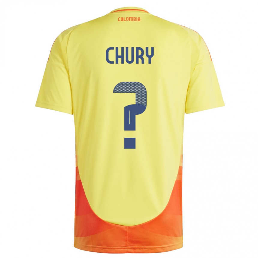 Kinder Fußball Kolumbien Brandon Chury #0 Gelb Heimtrikot Trikot 24-26 T-Shirt Luxemburg