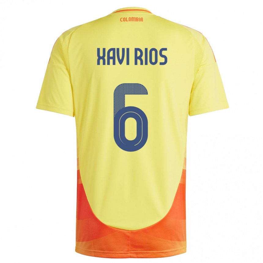 Kinder Fußball Kolumbien Xavi Ríos #6 Gelb Heimtrikot Trikot 24-26 T-Shirt Luxemburg