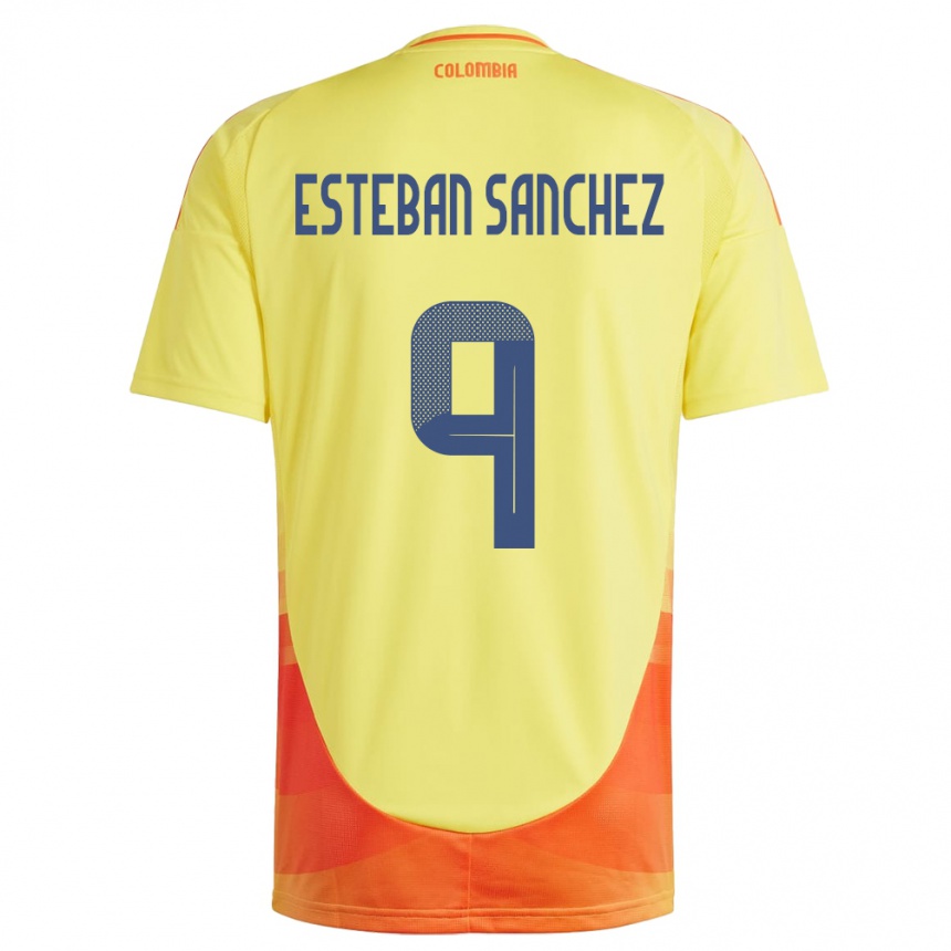 Kinder Fußball Kolumbien Juan Esteban Sánchez #9 Gelb Heimtrikot Trikot 24-26 T-Shirt Luxemburg