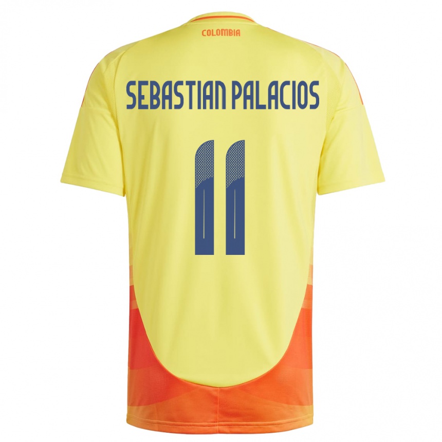 Kinder Fußball Kolumbien Juan Sebastián Palacios #11 Gelb Heimtrikot Trikot 24-26 T-Shirt Luxemburg