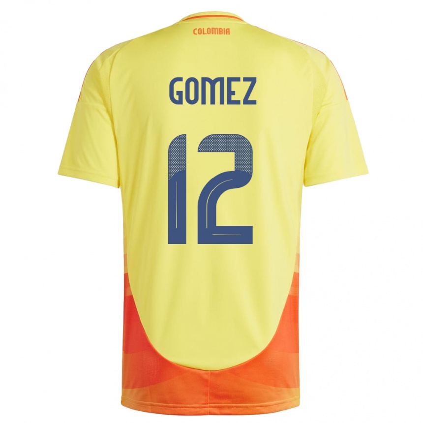 Kinder Fußball Kolumbien Juan Gómez #12 Gelb Heimtrikot Trikot 24-26 T-Shirt Luxemburg