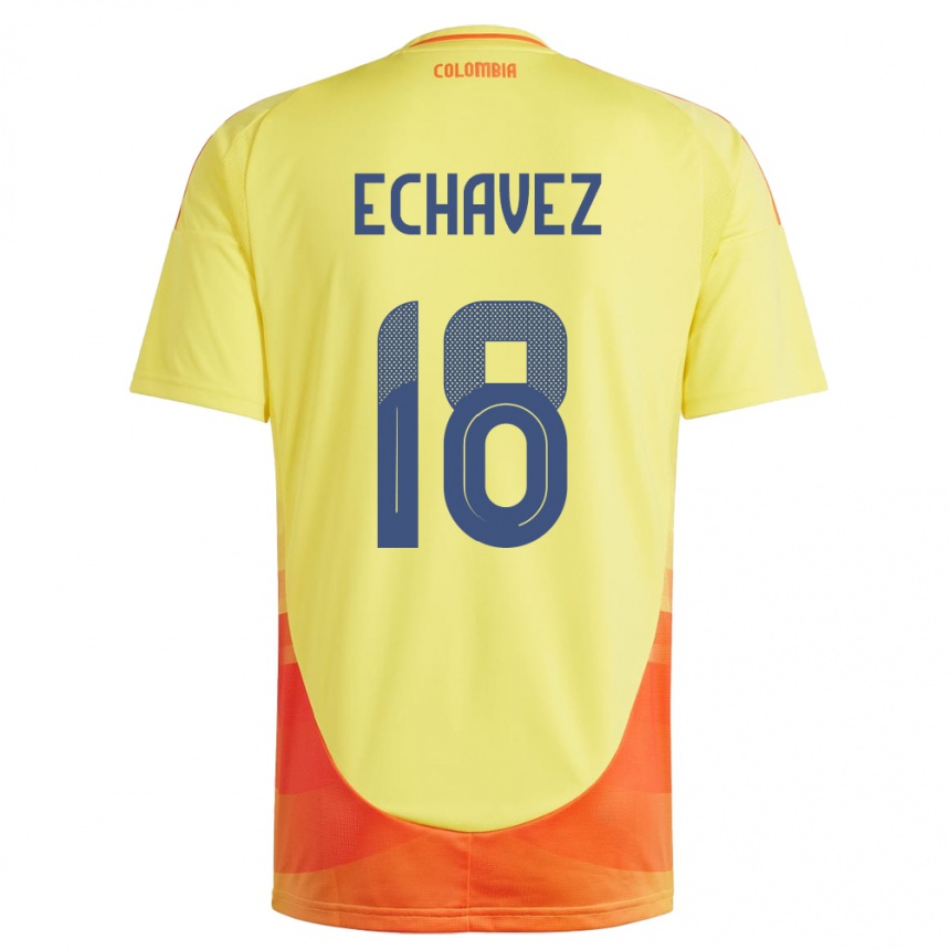 Kinder Fußball Kolumbien Jhon Echavez #18 Gelb Heimtrikot Trikot 24-26 T-Shirt Luxemburg