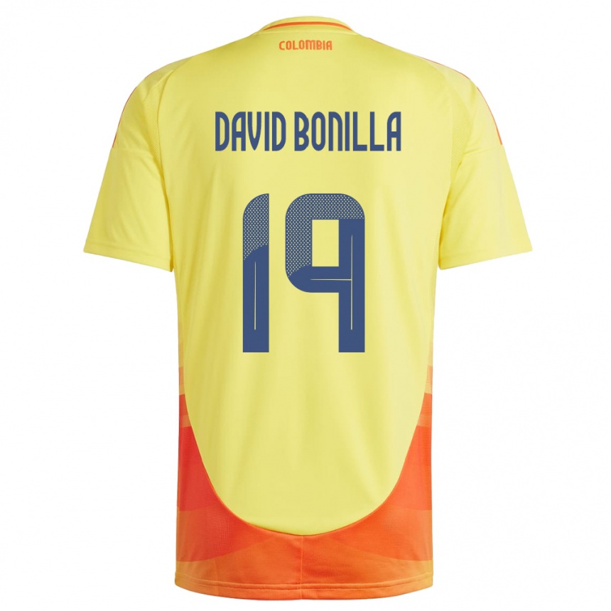 Kinder Fußball Kolumbien Juan David Bonilla #19 Gelb Heimtrikot Trikot 24-26 T-Shirt Luxemburg