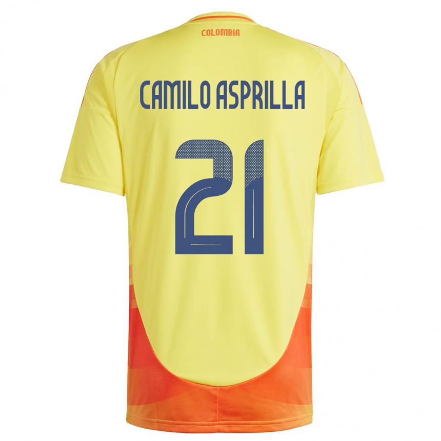 Kinder Fußball Kolumbien Juan Camilo Asprilla #21 Gelb Heimtrikot Trikot 24-26 T-Shirt Luxemburg