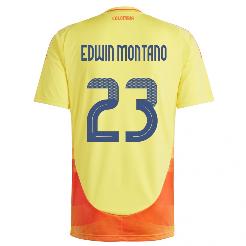 Kinder Fußball Kolumbien John Edwin Montaño #23 Gelb Heimtrikot Trikot 24-26 T-Shirt Luxemburg