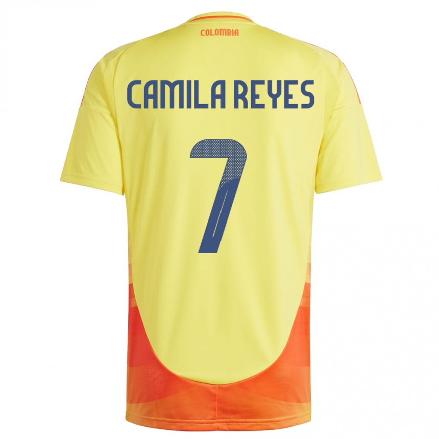 Kinder Fußball Kolumbien María Camila Reyes #7 Gelb Heimtrikot Trikot 24-26 T-Shirt Luxemburg