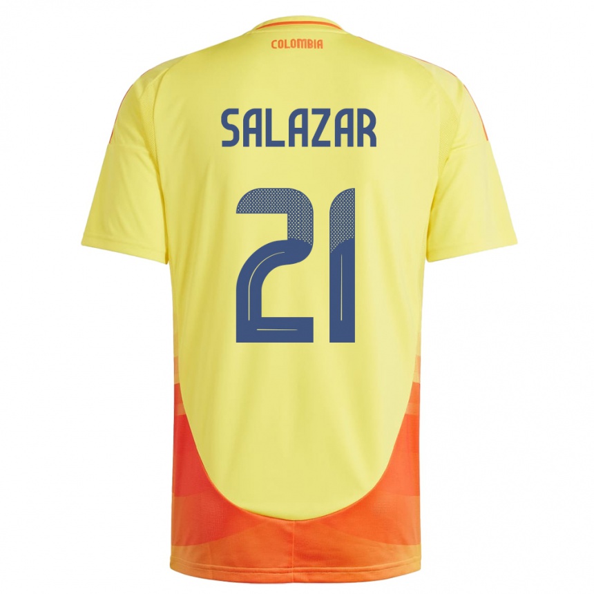 Kinder Fußball Kolumbien Liana Salazar #21 Gelb Heimtrikot Trikot 24-26 T-Shirt Luxemburg