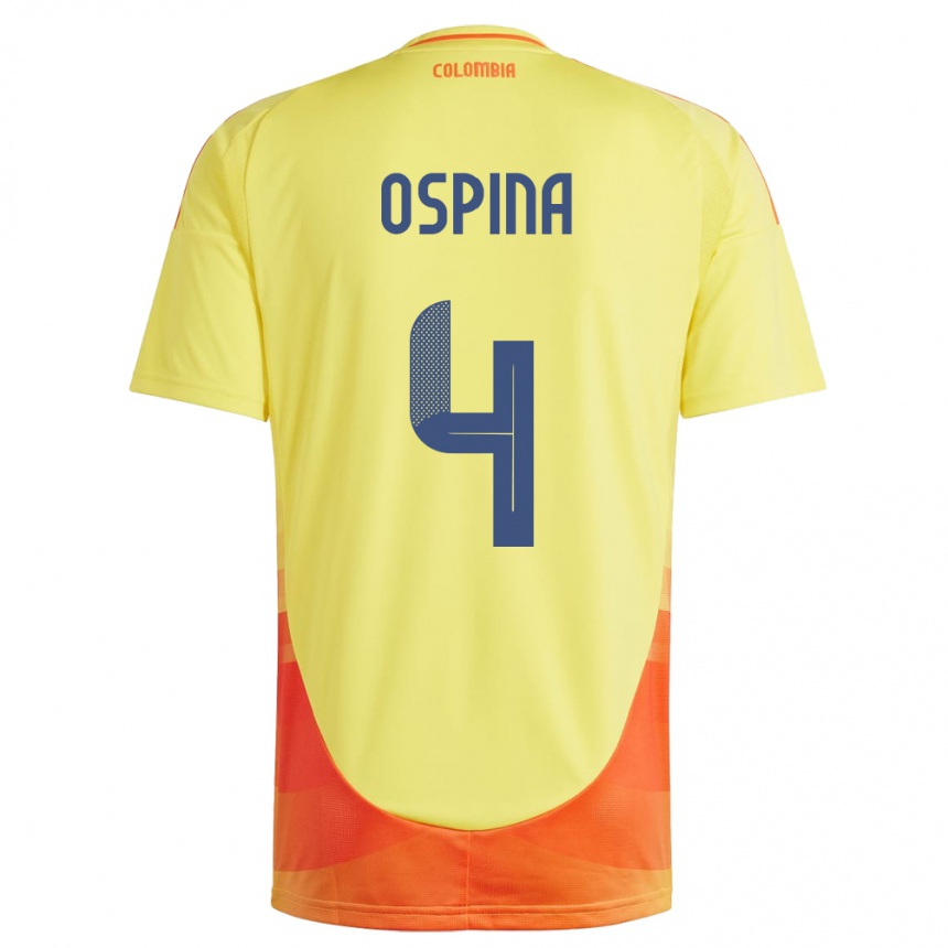 Kinder Fußball Kolumbien Diana Ospina #4 Gelb Heimtrikot Trikot 24-26 T-Shirt Luxemburg