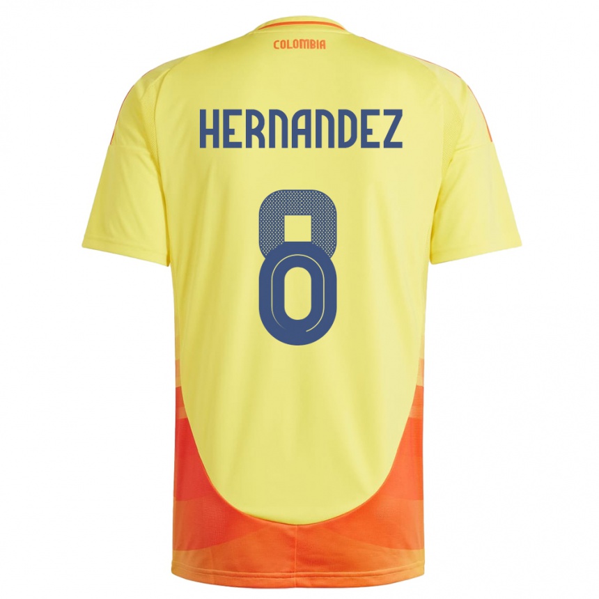 Kinder Fußball Kolumbien Natalia Hernández #8 Gelb Heimtrikot Trikot 24-26 T-Shirt Luxemburg