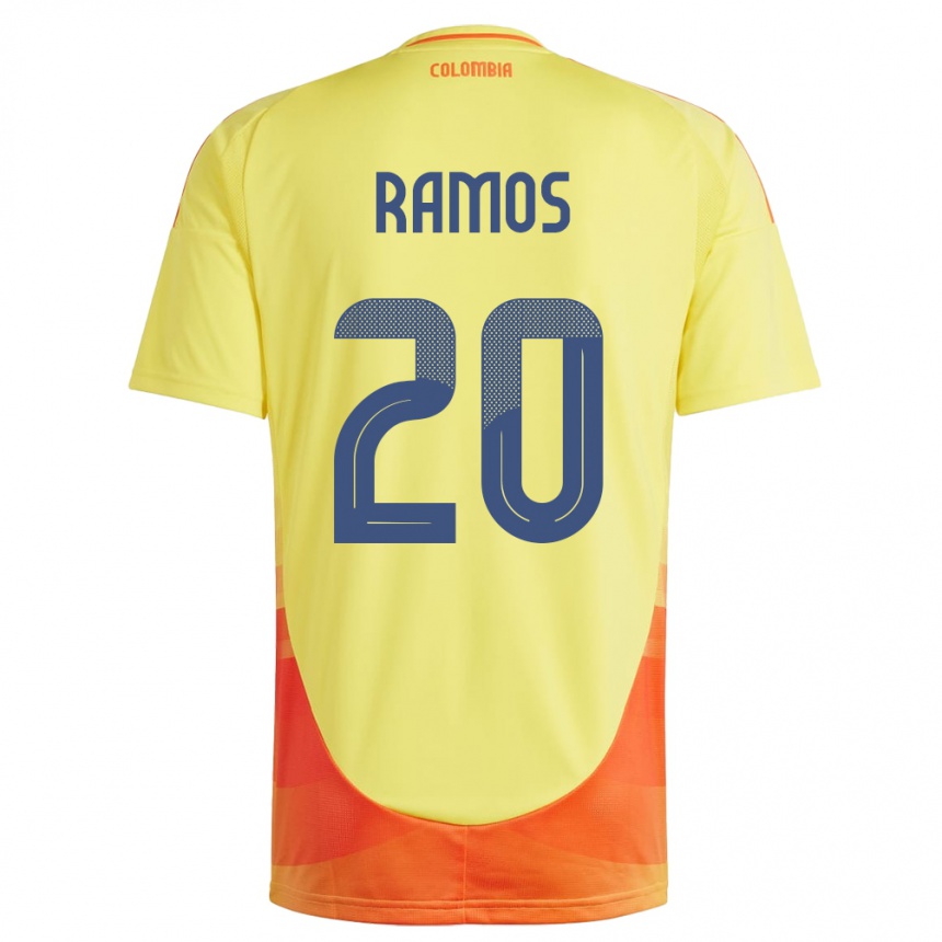 Kinder Fußball Kolumbien Mónica Ramos #20 Gelb Heimtrikot Trikot 24-26 T-Shirt Luxemburg