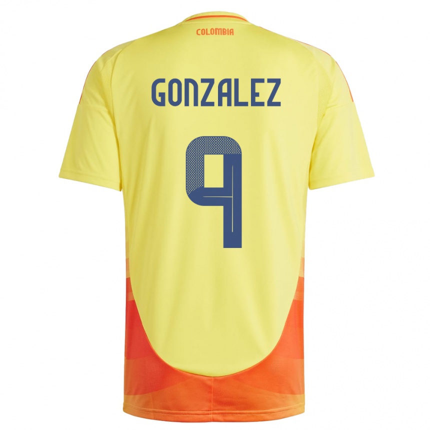 Kinder Fußball Kolumbien Manuela González #9 Gelb Heimtrikot Trikot 24-26 T-Shirt Luxemburg