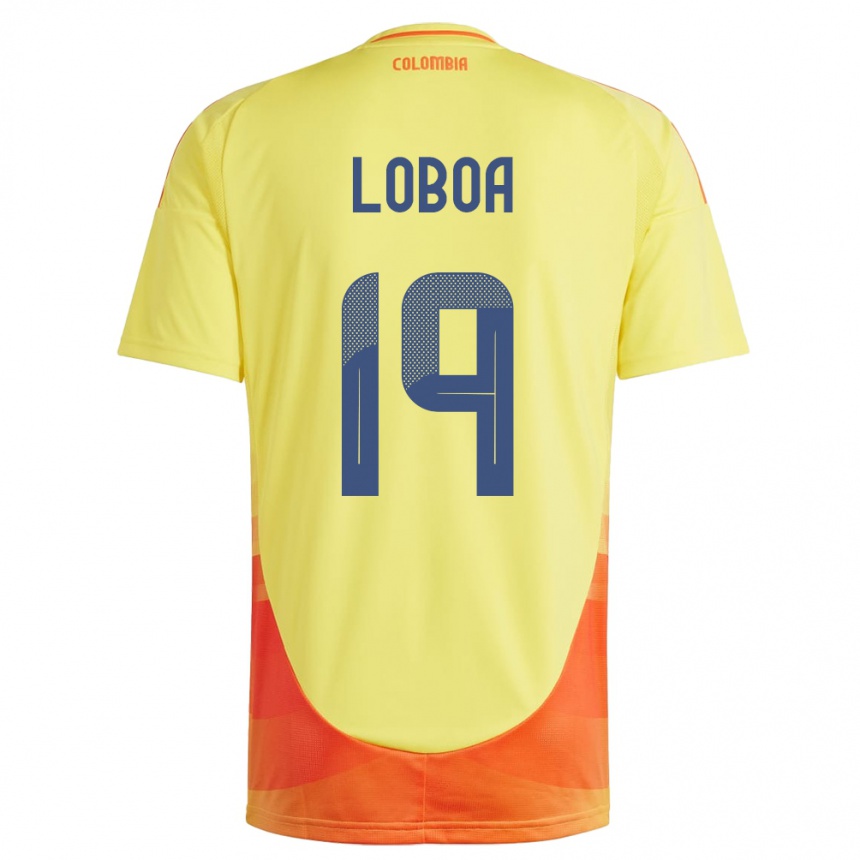 Kinder Fußball Kolumbien Valerin Loboa #19 Gelb Heimtrikot Trikot 24-26 T-Shirt Luxemburg