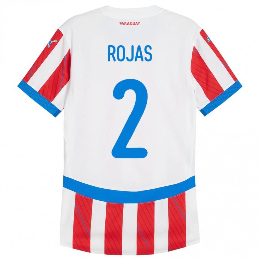 Kinder Fußball Paraguay Robert Rojas #2 Weiß Rot Heimtrikot Trikot 24-26 T-Shirt Luxemburg