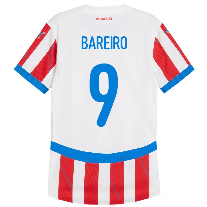 Kinder Fußball Paraguay Adam Bareiro #9 Weiß Rot Heimtrikot Trikot 24-26 T-Shirt Luxemburg