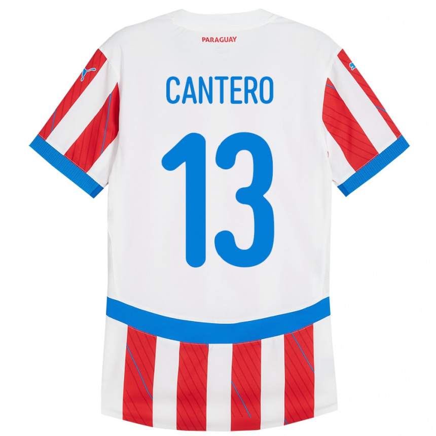 Kinder Fußball Paraguay Alexis Cantero #13 Weiß Rot Heimtrikot Trikot 24-26 T-Shirt Luxemburg