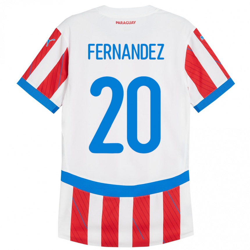 Kinder Fußball Paraguay Marcelo Fernández #20 Weiß Rot Heimtrikot Trikot 24-26 T-Shirt Luxemburg