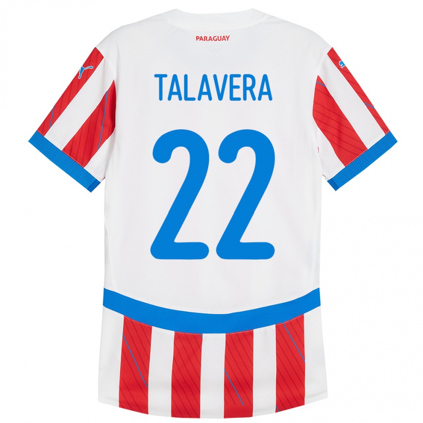 Kinder Fußball Paraguay Javier Talavera #22 Weiß Rot Heimtrikot Trikot 24-26 T-Shirt Luxemburg