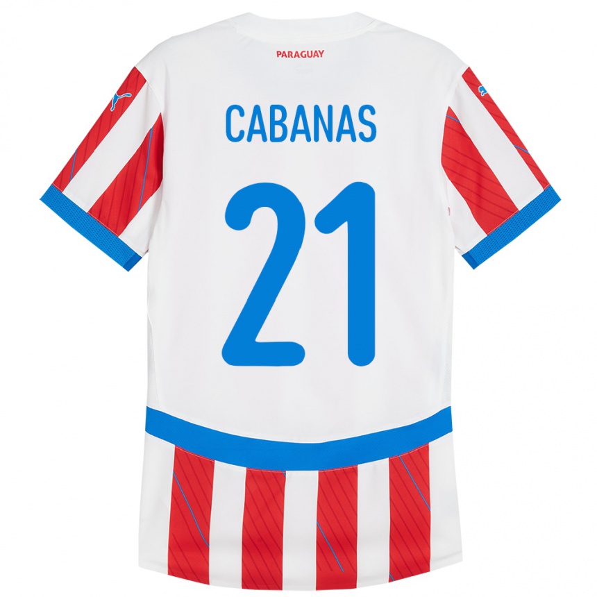 Kinder Fußball Paraguay Víctor Cabañas #21 Weiß Rot Heimtrikot Trikot 24-26 T-Shirt Luxemburg