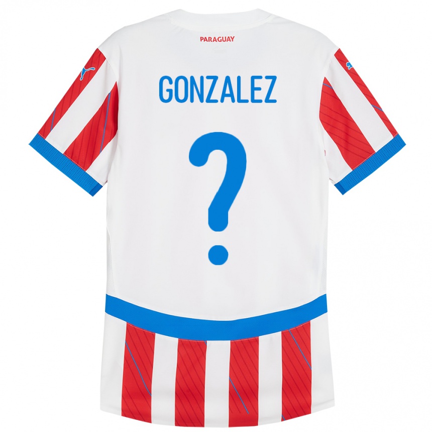 Kinder Fußball Paraguay Antonio González #0 Weiß Rot Heimtrikot Trikot 24-26 T-Shirt Luxemburg