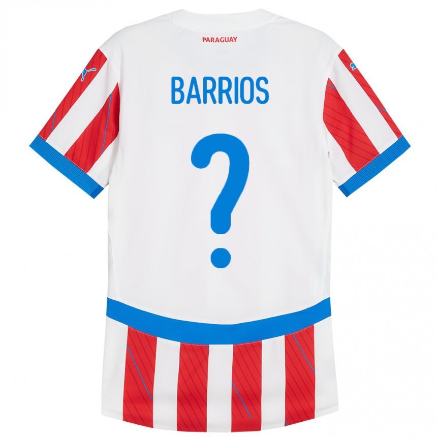 Kinder Fußball Paraguay Fabio Barrios #0 Weiß Rot Heimtrikot Trikot 24-26 T-Shirt Luxemburg