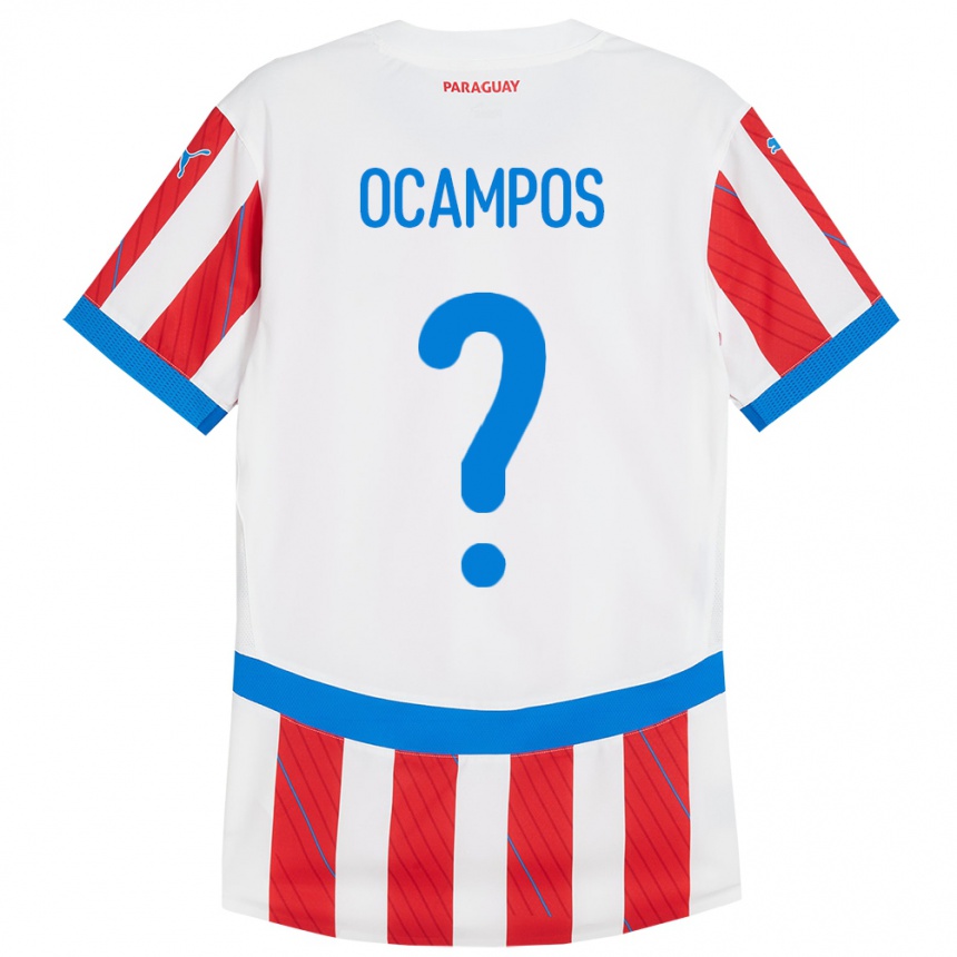 Kinder Fußball Paraguay Santiago Ocampos #0 Weiß Rot Heimtrikot Trikot 24-26 T-Shirt Luxemburg