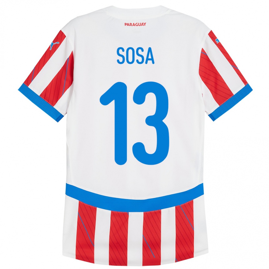 Kinder Fußball Paraguay Alex Sosa #13 Weiß Rot Heimtrikot Trikot 24-26 T-Shirt Luxemburg