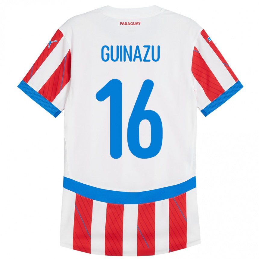 Kinder Fußball Paraguay Lucas Guiñazú #16 Weiß Rot Heimtrikot Trikot 24-26 T-Shirt Luxemburg