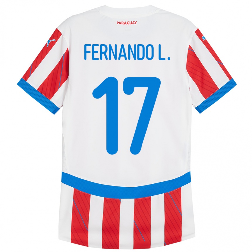 Kinder Fußball Paraguay Fernando Leguizamón #17 Weiß Rot Heimtrikot Trikot 24-26 T-Shirt Luxemburg