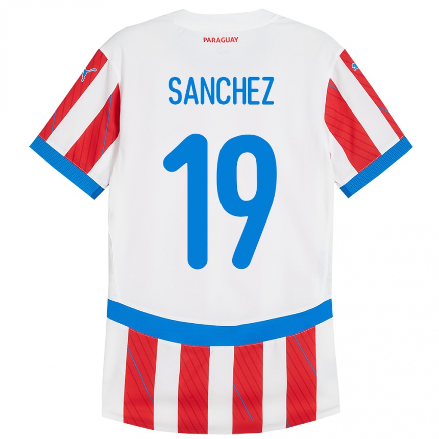 Kinder Fußball Paraguay Juan Sánchez #19 Weiß Rot Heimtrikot Trikot 24-26 T-Shirt Luxemburg