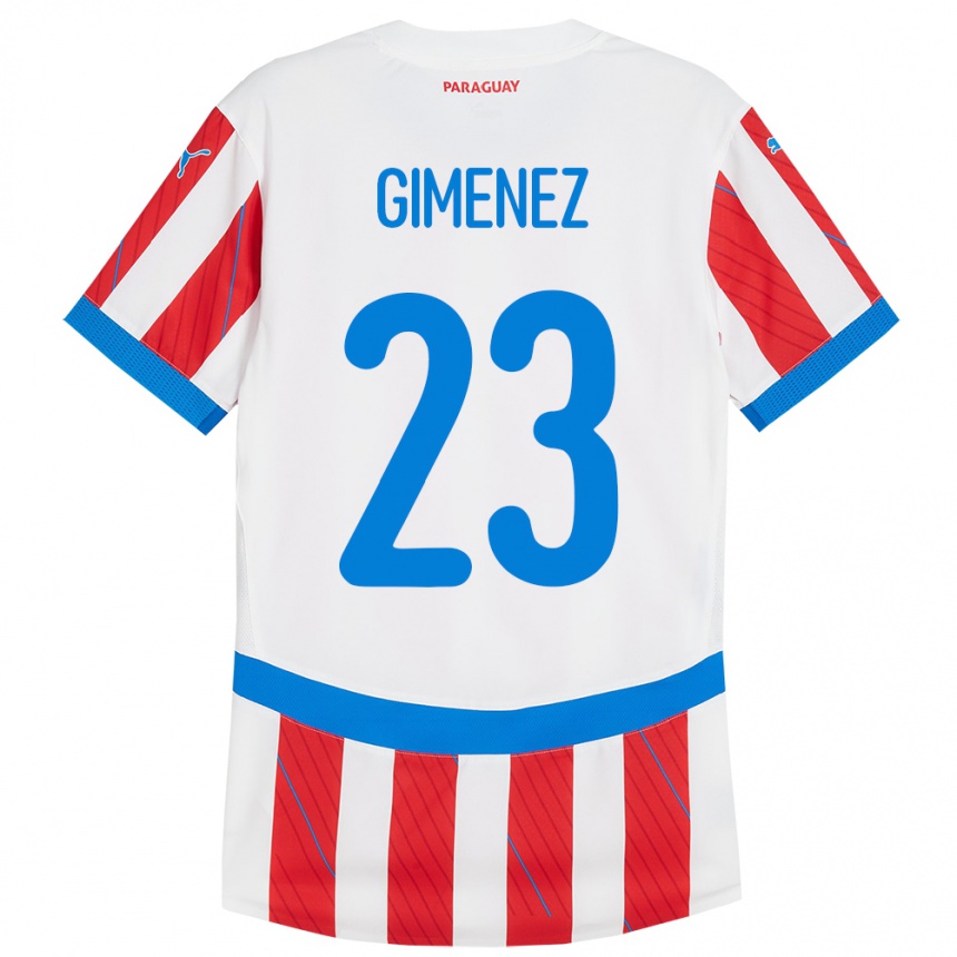 Kinder Fußball Paraguay Miguel Giménez #23 Weiß Rot Heimtrikot Trikot 24-26 T-Shirt Luxemburg