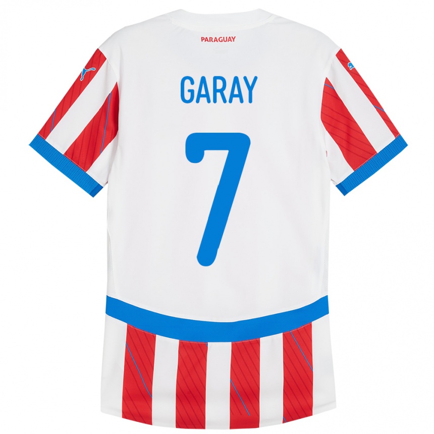 Kinder Fußball Paraguay Griselda Garay #7 Weiß Rot Heimtrikot Trikot 24-26 T-Shirt Luxemburg