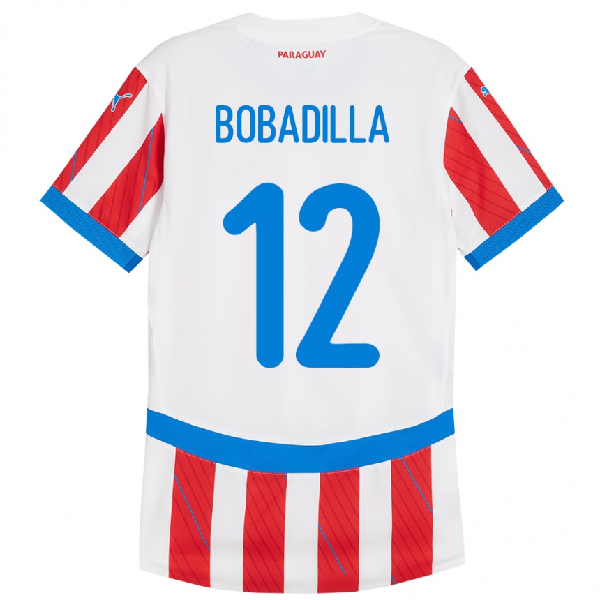 Kinder Fußball Paraguay Alicia Bobadilla #12 Weiß Rot Heimtrikot Trikot 24-26 T-Shirt Luxemburg