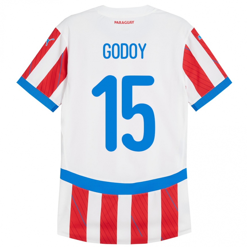 Kinder Fußball Paraguay Fanny Godoy #15 Weiß Rot Heimtrikot Trikot 24-26 T-Shirt Luxemburg