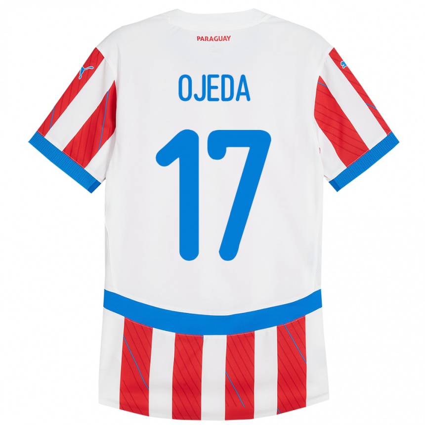 Kinder Fußball Paraguay Deisy Ojeda #17 Weiß Rot Heimtrikot Trikot 24-26 T-Shirt Luxemburg