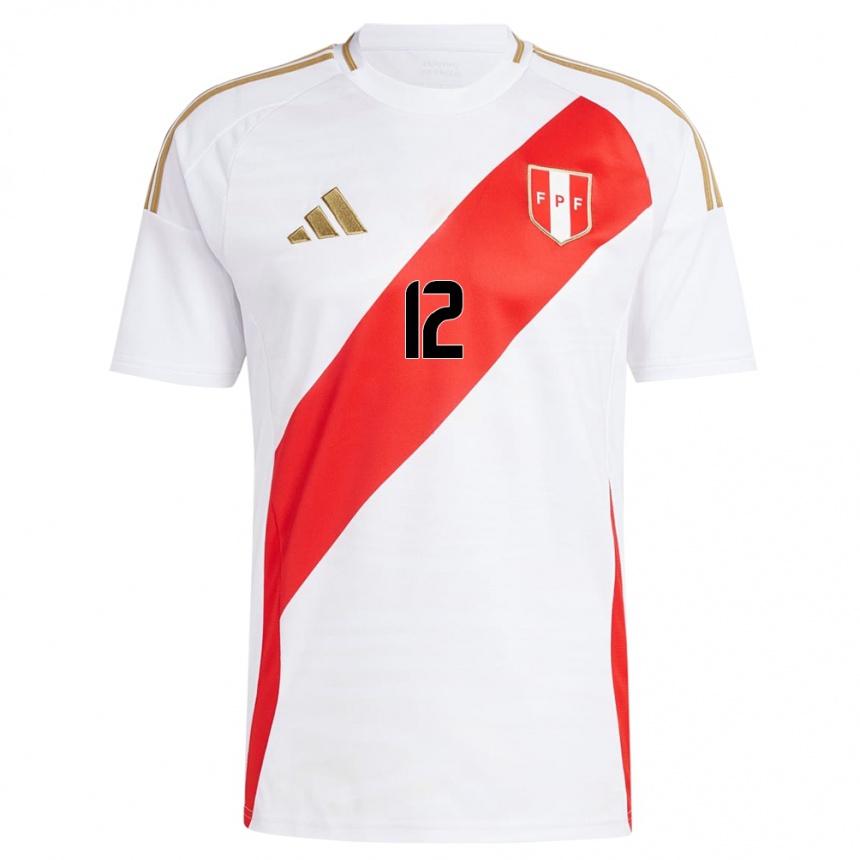 Kinder Fußball Peru Jhefferson Rodríguez #12 Weiß Heimtrikot Trikot 24-26 T-Shirt Luxemburg