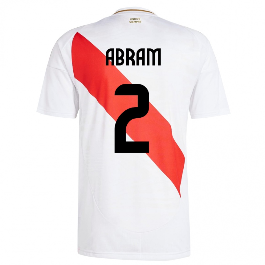 Kinder Fußball Peru Luis Abram #2 Weiß Heimtrikot Trikot 24-26 T-Shirt Luxemburg