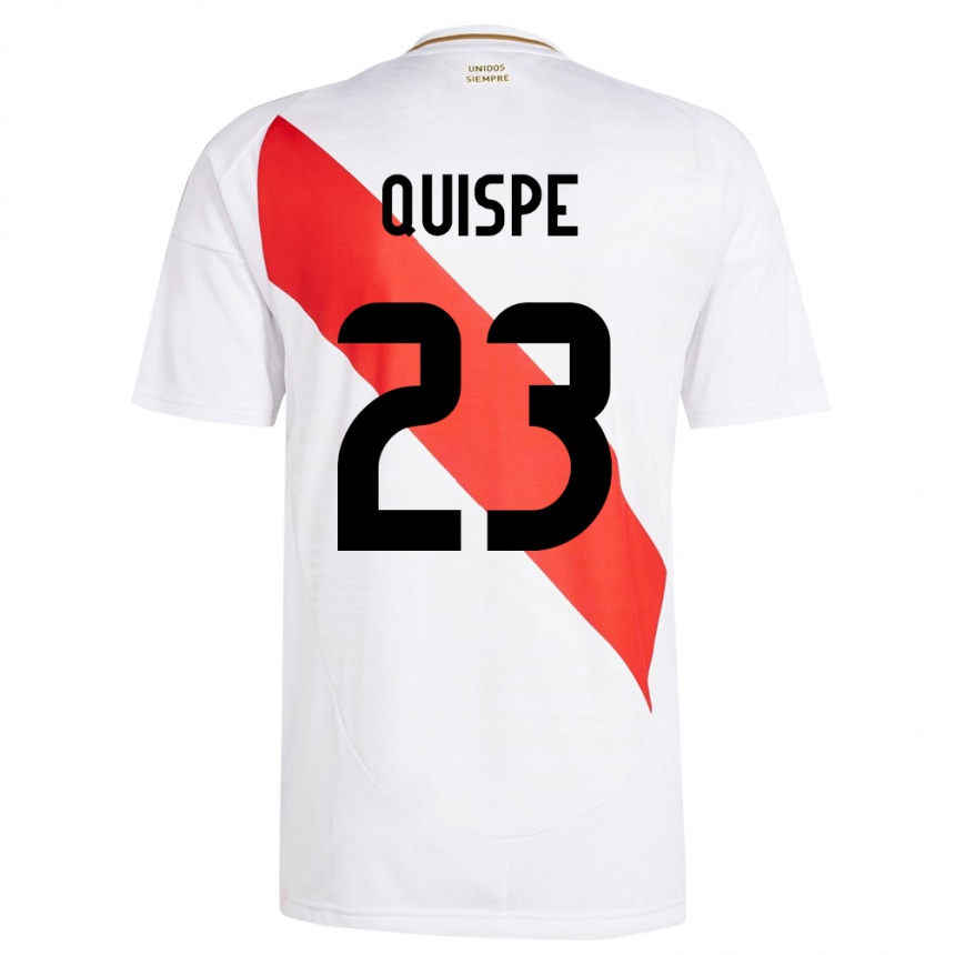 Kinder Fußball Peru Piero Quispe #23 Weiß Heimtrikot Trikot 24-26 T-Shirt Luxemburg