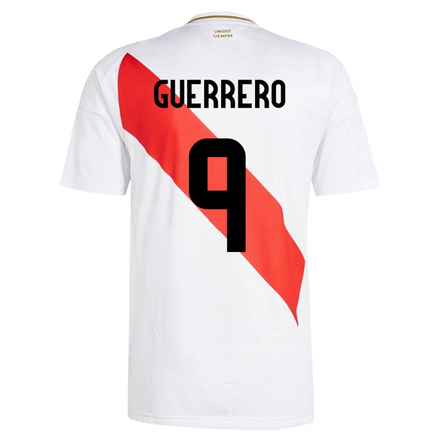 Kinder Fußball Peru Paolo Guerrero #9 Weiß Heimtrikot Trikot 24-26 T-Shirt Luxemburg